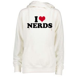 I Love Nerds I Heart Nerds Womens Funnel Neck Pullover Hood