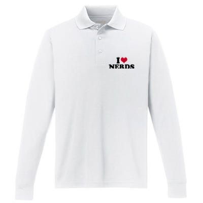 I Love Nerds I Heart Nerds Performance Long Sleeve Polo