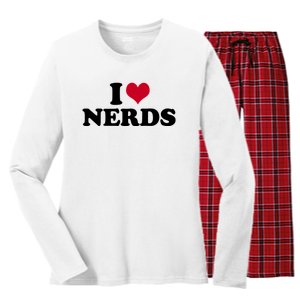 I Love Nerds I Heart Nerds Women's Long Sleeve Flannel Pajama Set 