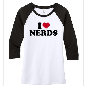 I Love Nerds I Heart Nerds Women's Tri-Blend 3/4-Sleeve Raglan Shirt