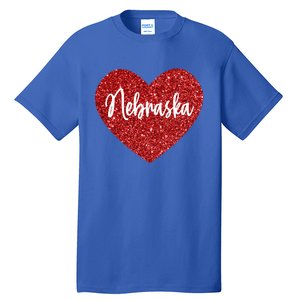 I Love Nebraska Usa Red Heart Gift Tall T-Shirt