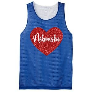 I Love Nebraska Usa Red Heart Gift Mesh Reversible Basketball Jersey Tank