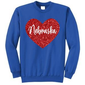 I Love Nebraska Usa Red Heart Gift Tall Sweatshirt