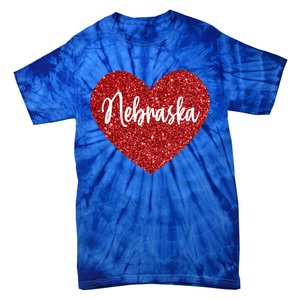 I Love Nebraska Usa Red Heart Gift Tie-Dye T-Shirt