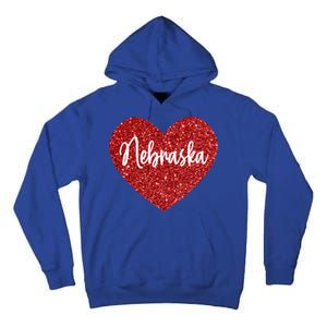 I Love Nebraska Usa Red Heart Gift Tall Hoodie