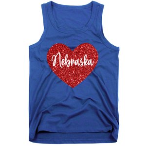 I Love Nebraska Usa Red Heart Gift Tank Top