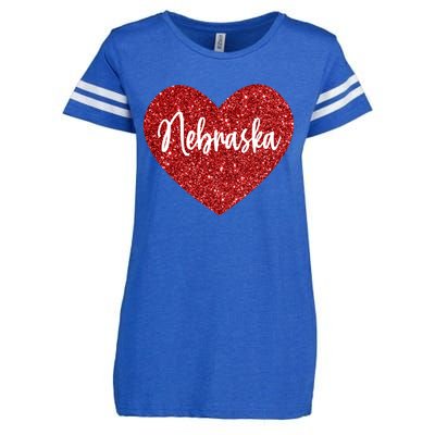 I Love Nebraska Usa Red Heart Gift Enza Ladies Jersey Football T-Shirt