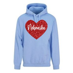 I Love Nebraska Usa Red Heart Gift Unisex Surf Hoodie