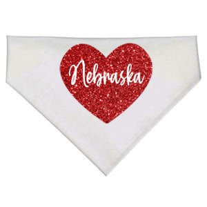 I Love Nebraska Usa Red Heart Gift USA-Made Doggie Bandana