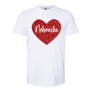 I Love Nebraska Usa Red Heart Gift Softstyle CVC T-Shirt