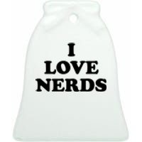 I Love Nerds Ceramic Bell Ornament