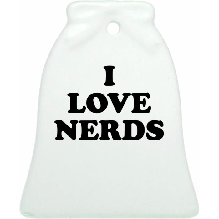 I Love Nerds Ceramic Bell Ornament