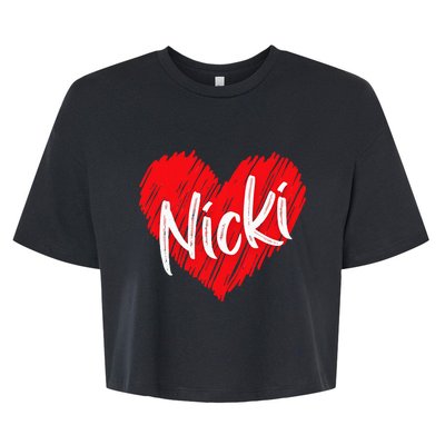 I Love Nicki Heart Personalized Name Nicki Bella+Canvas Jersey Crop Tee