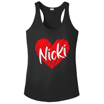 I Love Nicki Heart Personalized Name Nicki Ladies PosiCharge Competitor Racerback Tank