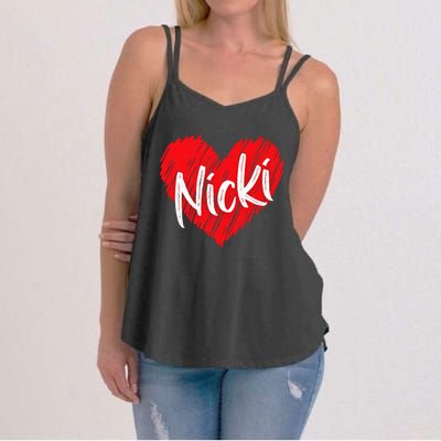 I Love Nicki Heart Personalized Name Nicki Women's Strappy Tank