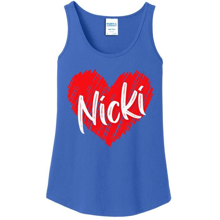 I Love Nicki Heart Personalized Name Nicki Ladies Essential Tank