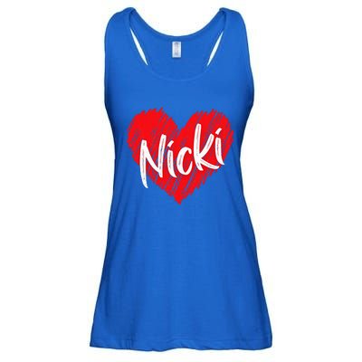 I Love Nicki Heart Personalized Name Nicki Ladies Essential Flowy Tank