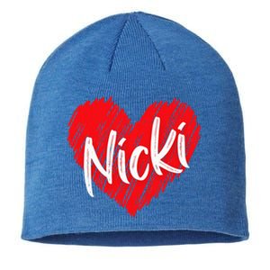 I Love Nicki Heart Personalized Name Nicki Sustainable Beanie