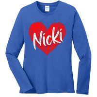 I Love Nicki Heart Personalized Name Nicki Ladies Long Sleeve Shirt