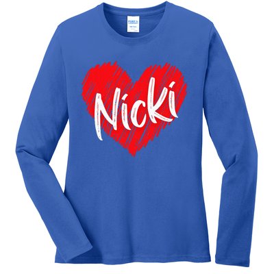 I Love Nicki Heart Personalized Name Nicki Ladies Long Sleeve Shirt