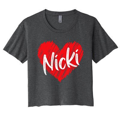 I Love Nicki Heart Personalized Name Nicki Women's Crop Top Tee