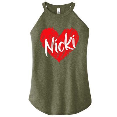 I Love Nicki Heart Personalized Name Nicki Women's Perfect Tri Rocker Tank