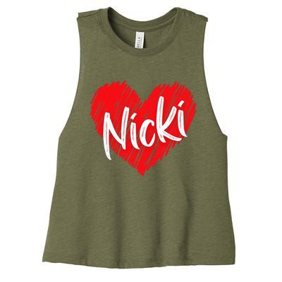 I Love Nicki Heart Personalized Name Nicki Women's Racerback Cropped Tank