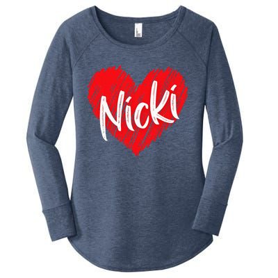 I Love Nicki Heart Personalized Name Nicki Women's Perfect Tri Tunic Long Sleeve Shirt