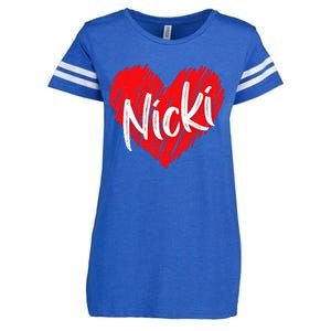 I Love Nicki Heart Personalized Name Nicki Enza Ladies Jersey Football T-Shirt