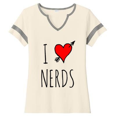 I Love Nerds Ladies Halftime Notch Neck Tee