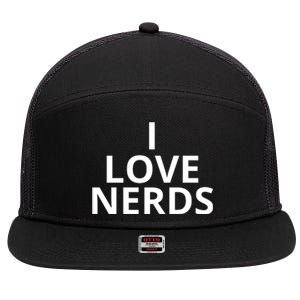 I Love Nerds Funny I Heart Nerds 7 Panel Mesh Trucker Snapback Hat