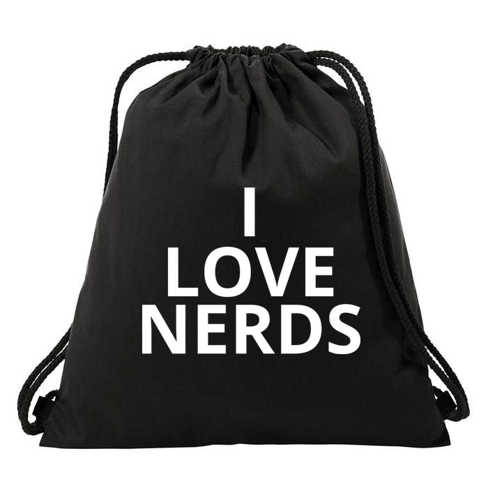 I Love Nerds Funny I Heart Nerds Drawstring Bag