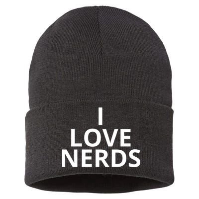 I Love Nerds Funny I Heart Nerds Sustainable Knit Beanie