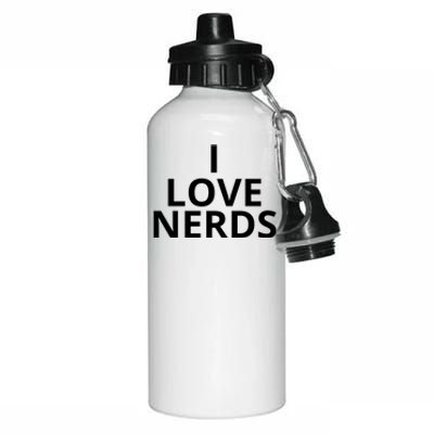 I Love Nerds Funny I Heart Nerds Aluminum Water Bottle 