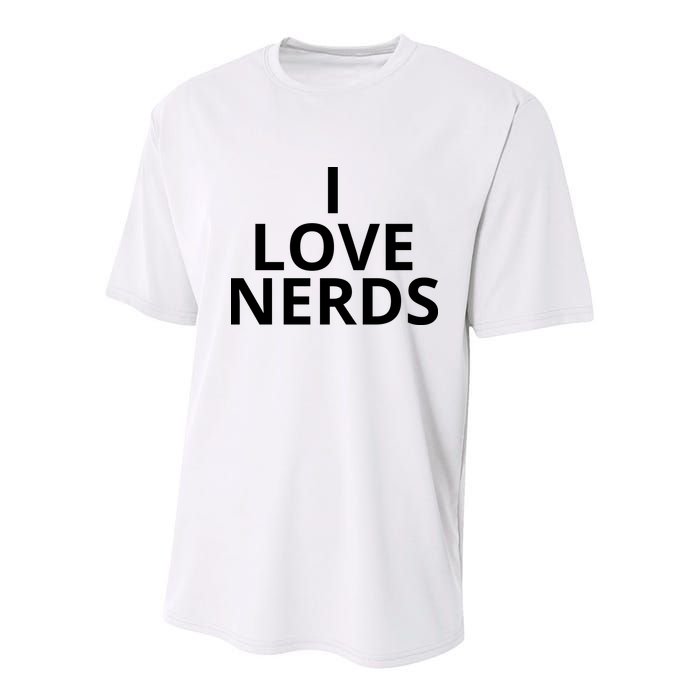 I Love Nerds Funny I Heart Nerds Youth Performance Sprint T-Shirt