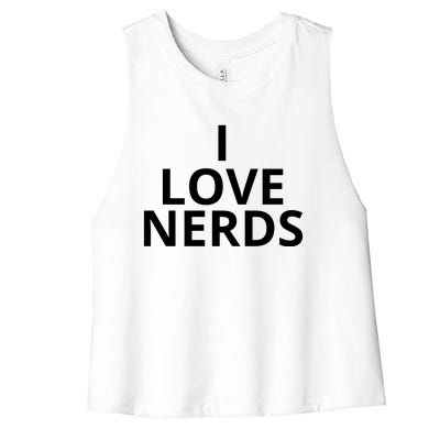 I Love Nerds Funny I Heart Nerds Women's Racerback Cropped Tank