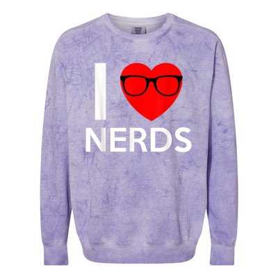 I Love Nerds Glasses Funny Heart Valentines Colorblast Crewneck Sweatshirt