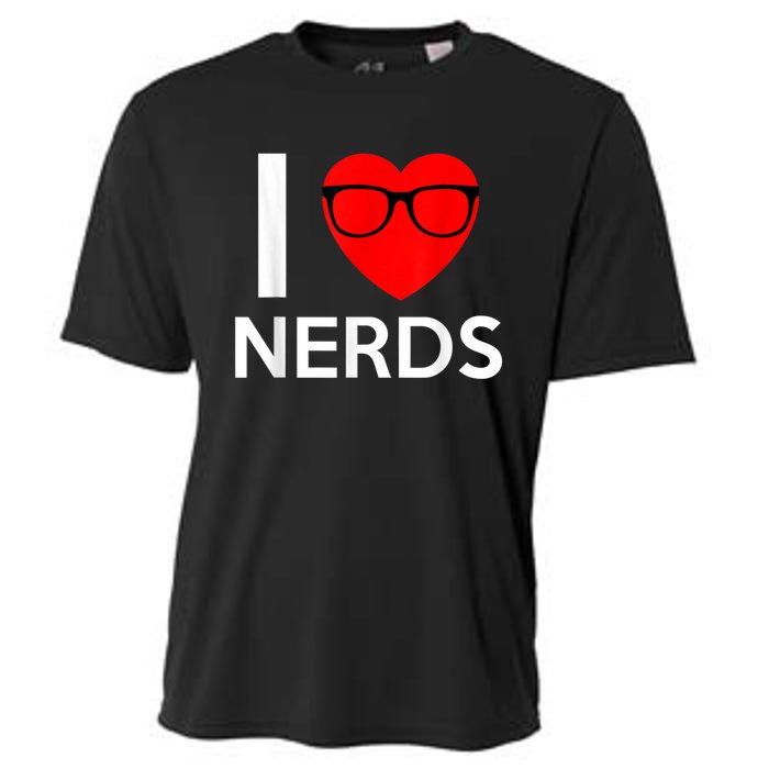 I Love Nerds Glasses Funny Heart Valentines Cooling Performance Crew T-Shirt