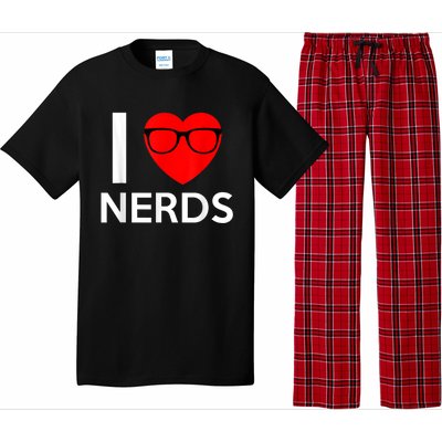 I Love Nerds Glasses Funny Heart Valentines Pajama Set