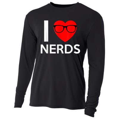 I Love Nerds Glasses Funny Heart Valentines Cooling Performance Long Sleeve Crew