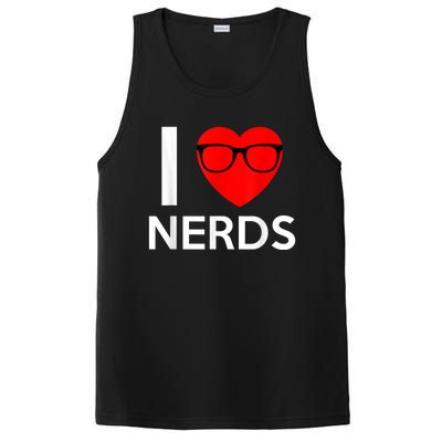 I Love Nerds Glasses Funny Heart Valentines PosiCharge Competitor Tank