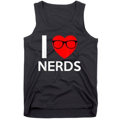 I Love Nerds Glasses Funny Heart Valentines Tank Top