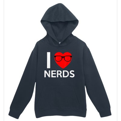 I Love Nerds Glasses Funny Heart Valentines Urban Pullover Hoodie