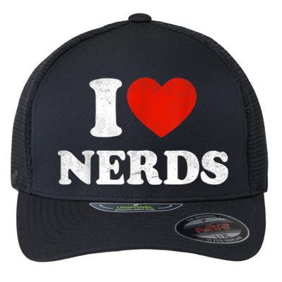 I Love Nerds Outfit Distressed Flexfit Unipanel Trucker Cap