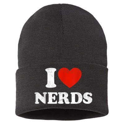 I Love Nerds Outfit Distressed Sustainable Knit Beanie