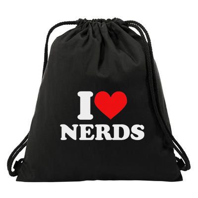 I Love Nerds I Heart Nerds Drawstring Bag