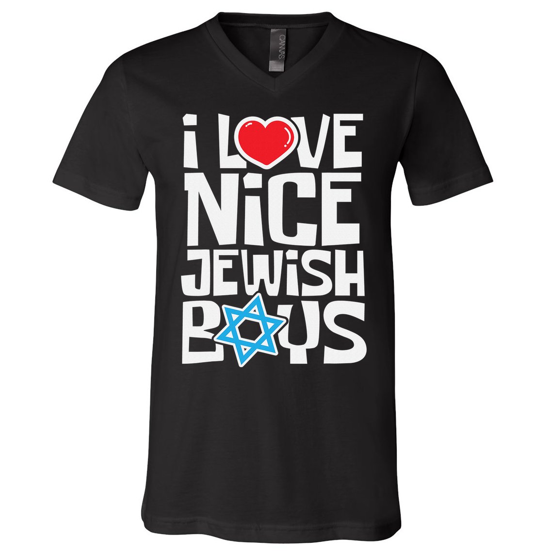I Love Nice Jewish Boys Jews Hebrews Israelites Hanukkah  V-Neck T-Shirt