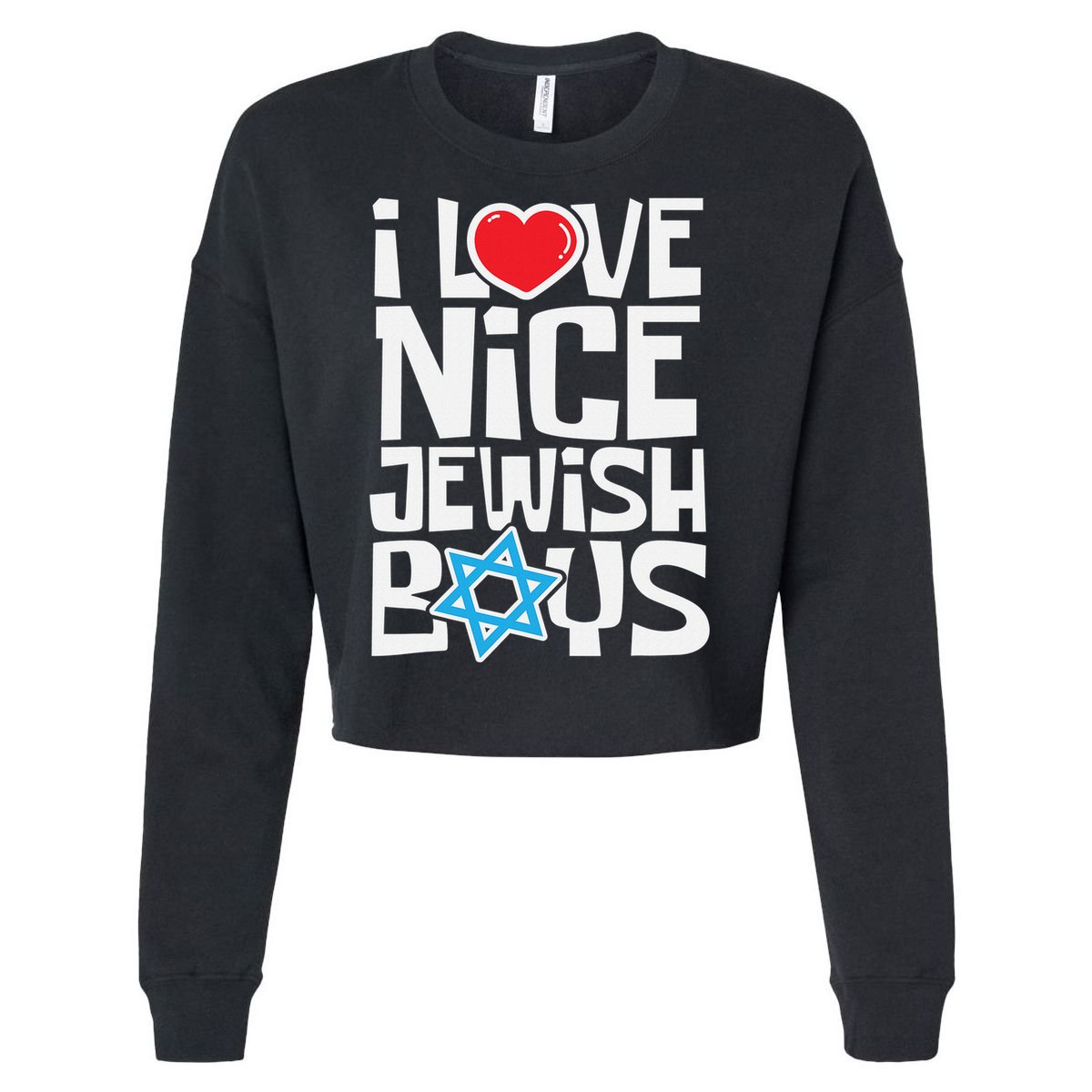 I Love Nice Jewish Boys Jews Hebrews Israelites Hanukkah  Cropped Pullover Crew