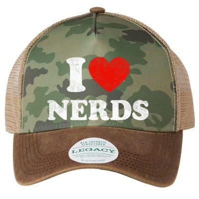 I Love Nerds Outfit Distressed I Heart Nerds Legacy Tie Dye Trucker Hat
