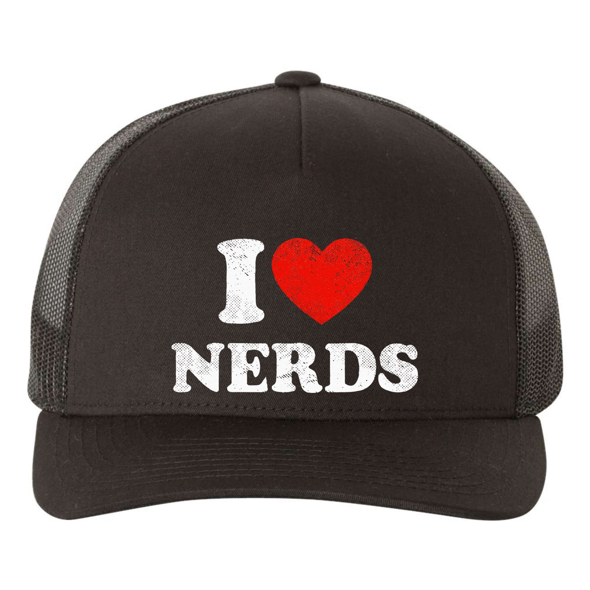 I Love Nerds Outfit Distressed I Heart Nerds Yupoong Adult 5-Panel Trucker Hat